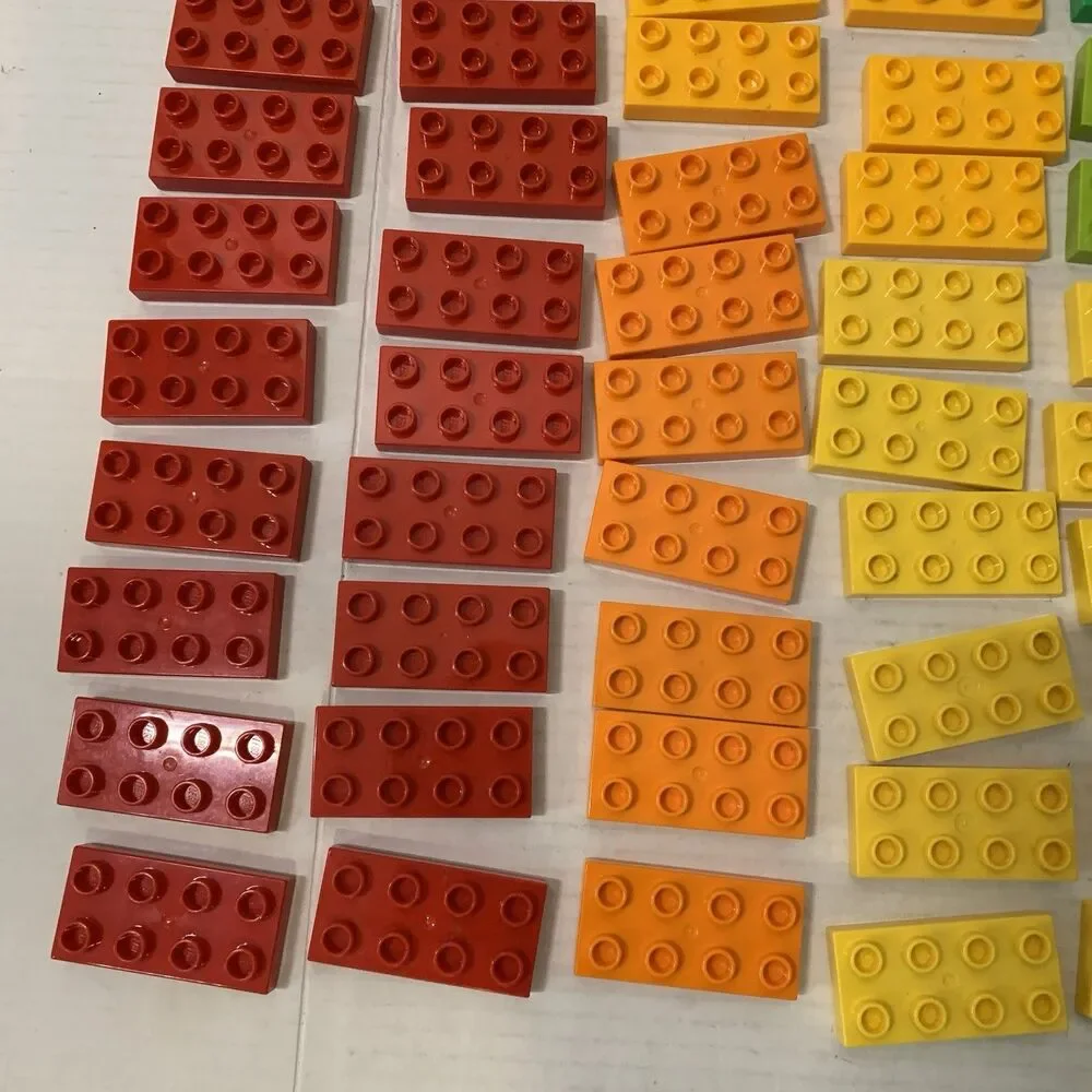 LEGO Duplo 4x2x1 Blocks Plate‎ Red Yellow Green Orange Brown Blue Large Lot 80+